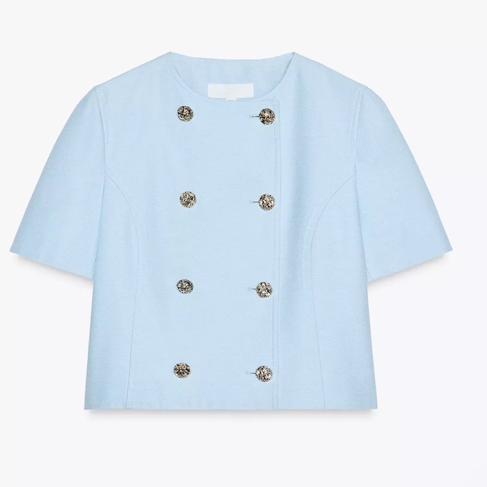 Zara SHORT SLEEVE DOUBLE BREASTED BLAZER